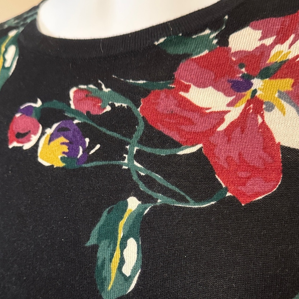 Lauren Ralph Lauren Black Floral Long Sleeve Top - Picture 4 of 10